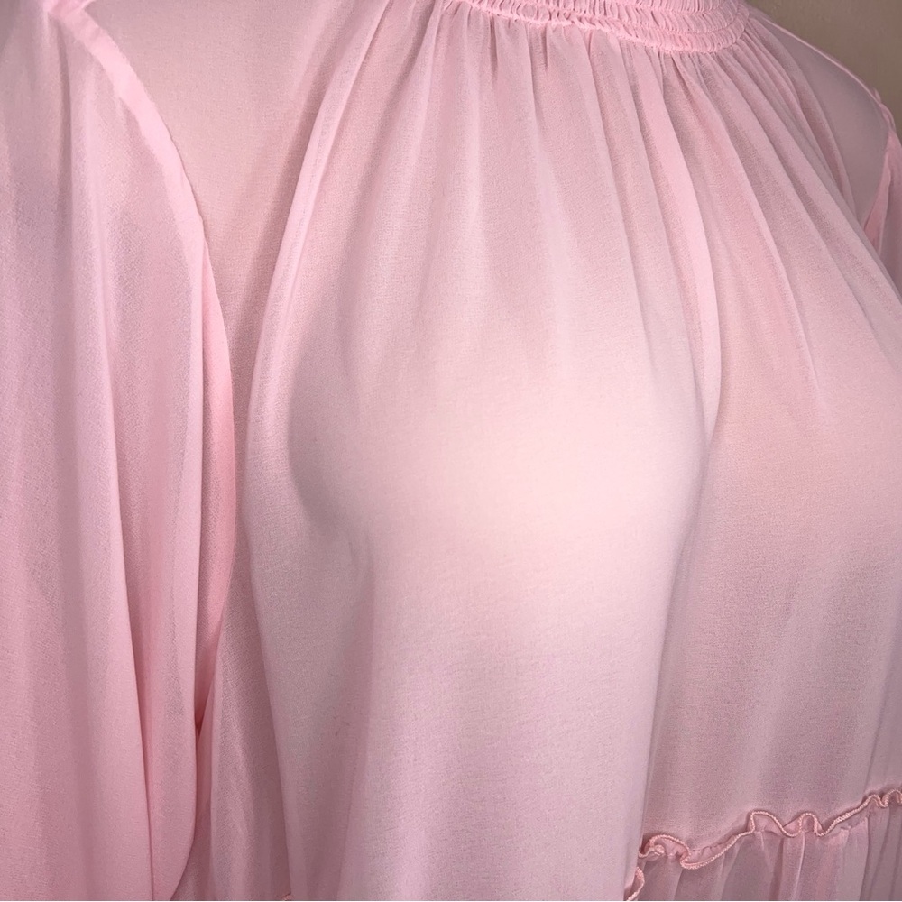 Size 26 Torrid 4 Pink Ruffle Blouse Long Sleeve Feminine Coquette Pastel - Picture 7 of 15